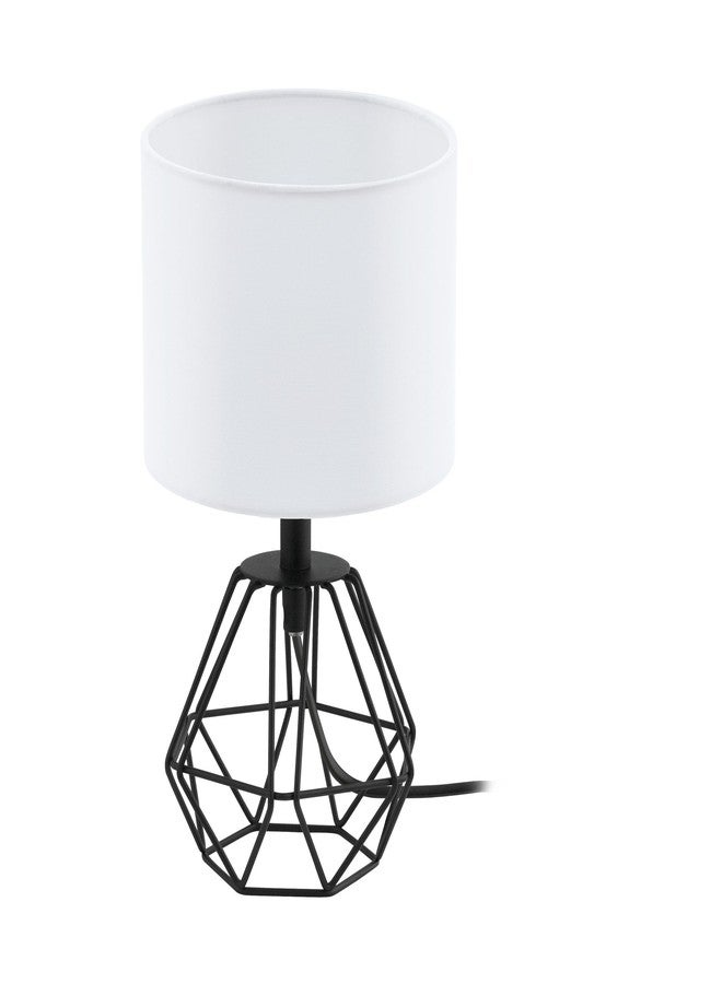 Eglo Carlton 2 Table Light, 1-Bulb Light, Steel in Black,White, Bedroom Lamp, Living Room Lamp with E14 Socket, Diameter 16.5 cm - Image 1